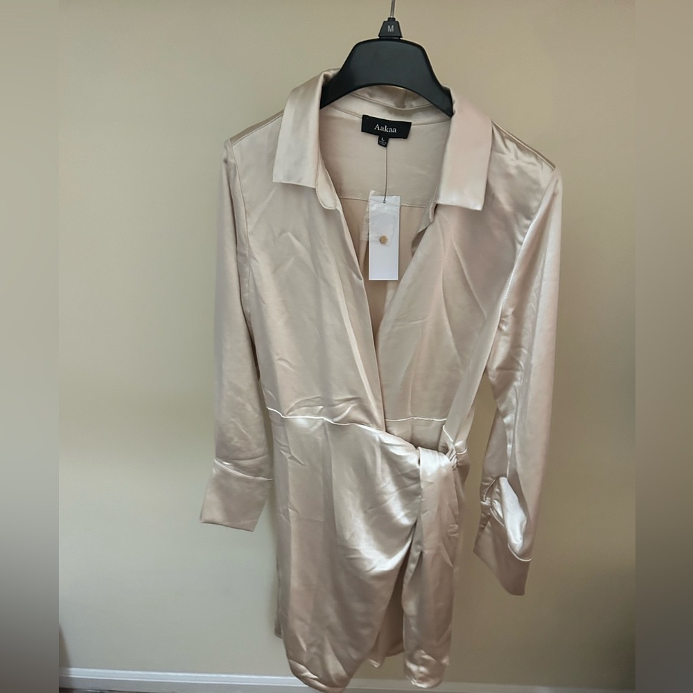 Tailored For Me Champagne Satin Dress